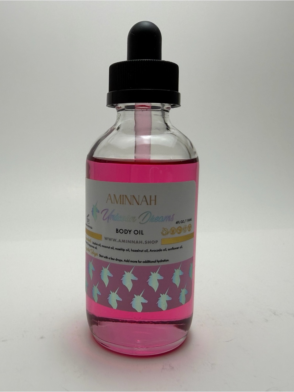 AMINNAH Pink Body Oil - Hydrating Unicorn Dreams